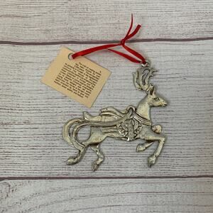 House of Morgan Pewter Reindeer Christmas Ornament Hand Casted with Tag